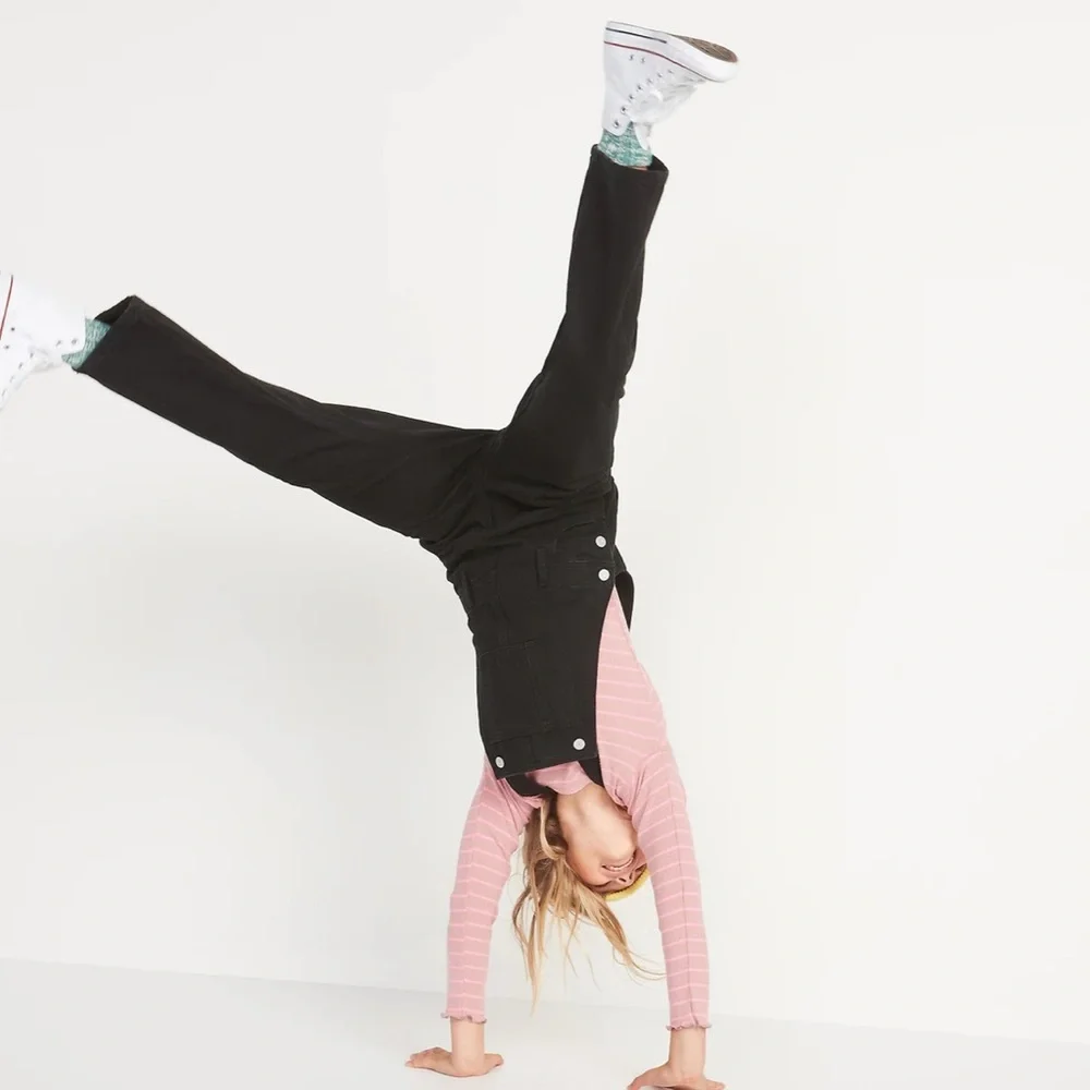 OLD NAVY Slouchy Straight Black-Wash Jean Overalls‎